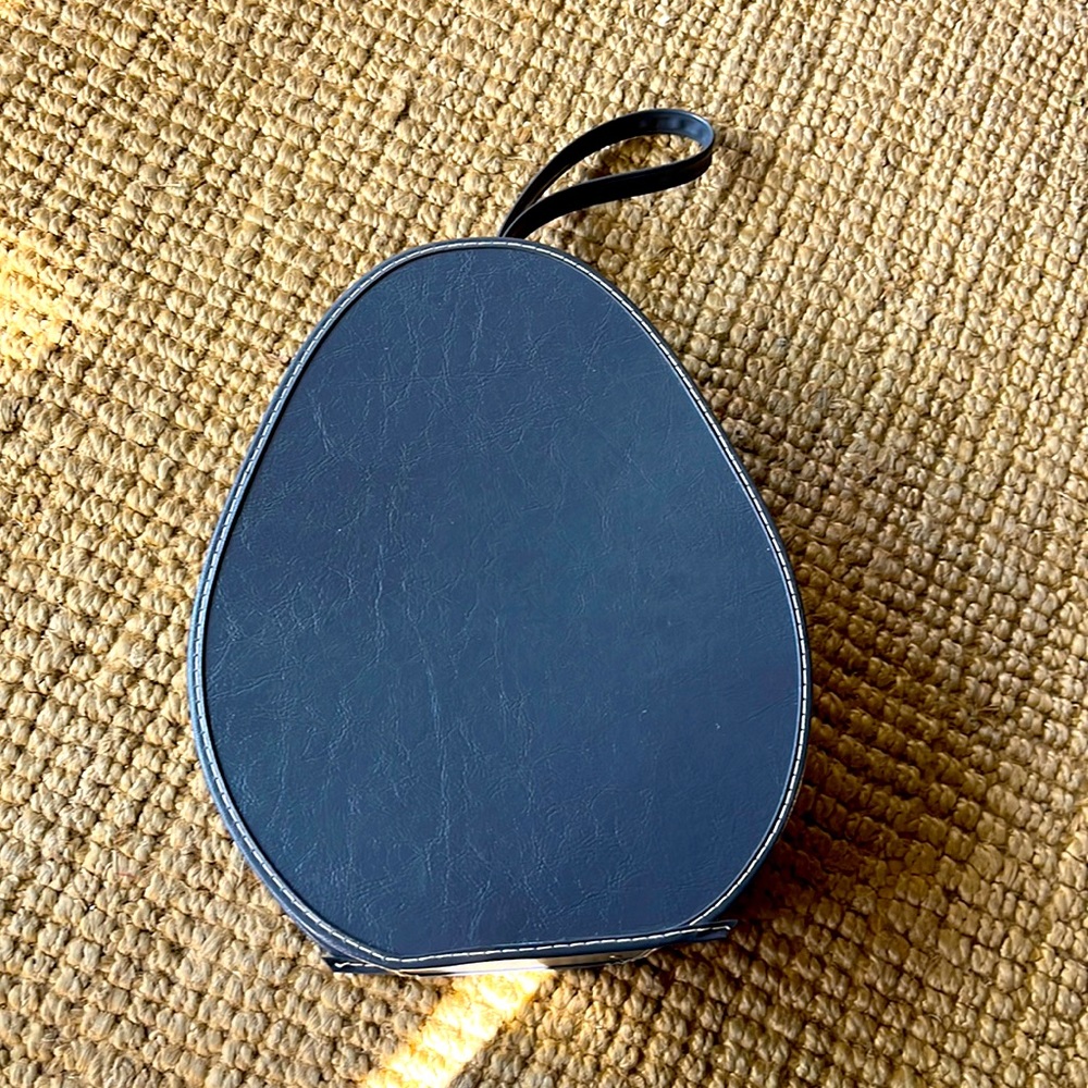 MCM Vintage 60's Mid Century Oval Blue Suitcase Train Cosmetic Hat Carry On Bag
